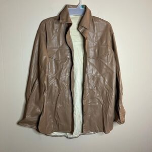 Camel Brown Pleather Shacket